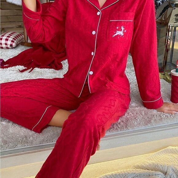Soft and Cozy Christmas Elk Top and Pants Pajama Sleepwear Set - Picture 5 of 9